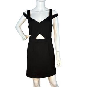 StyleStalker Size L Sheath Dress Cut Out Mini Sleeveless Black Exposed Zipper